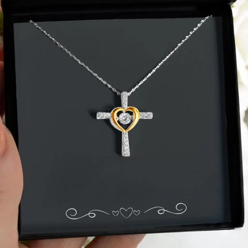 Necklace With Two Tone Embrace Cross