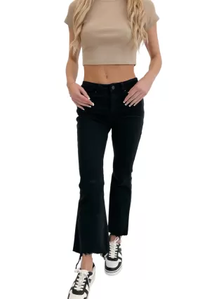 Nora High Rise Crop Flare Black Jeans