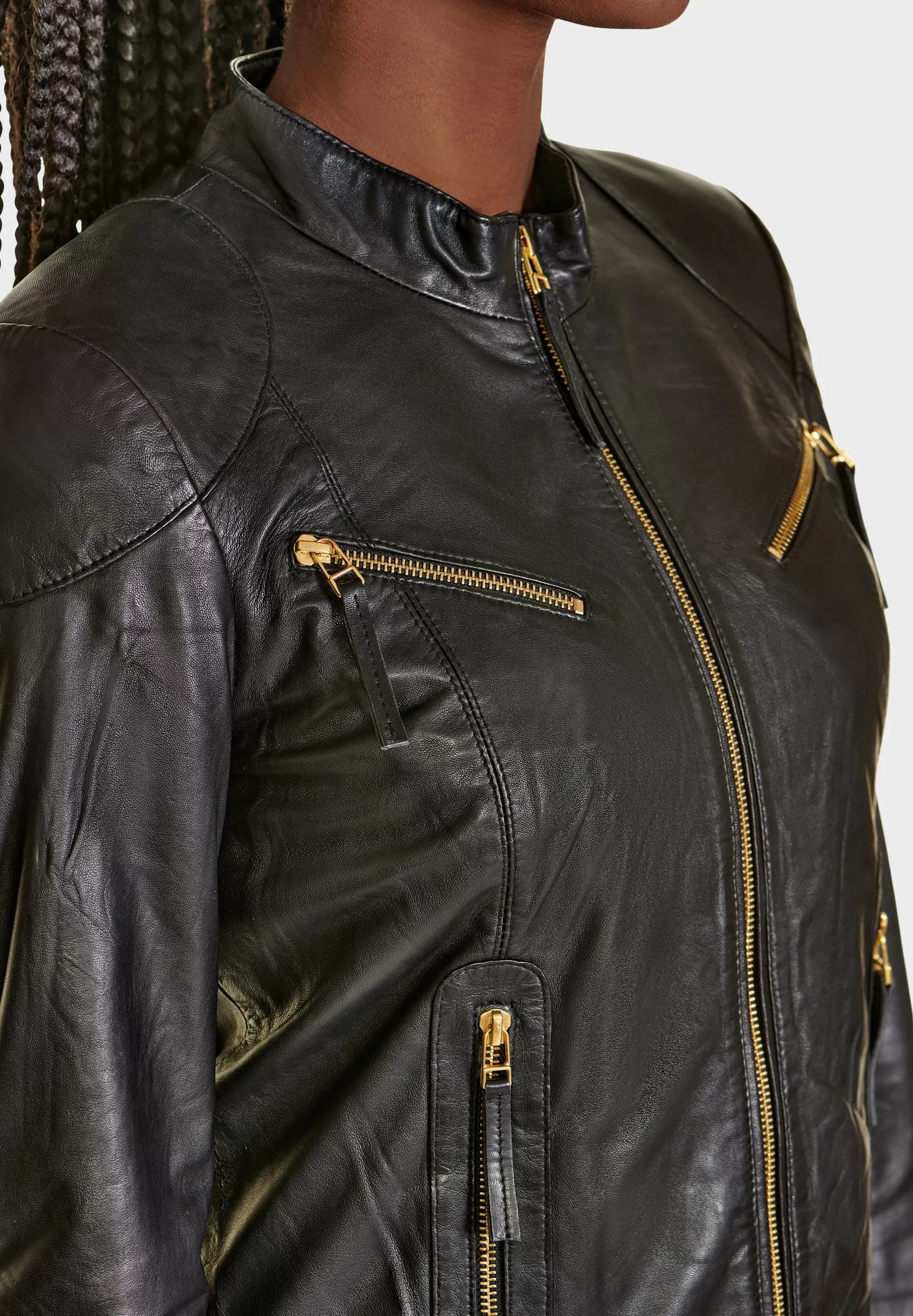 Notyz Jacket with zip pocket 10731RF Skindjakke - Black with gold