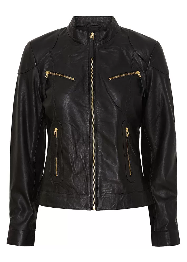 Notyz Jacket with zip pocket 10731RF Skindjakke - Black with gold