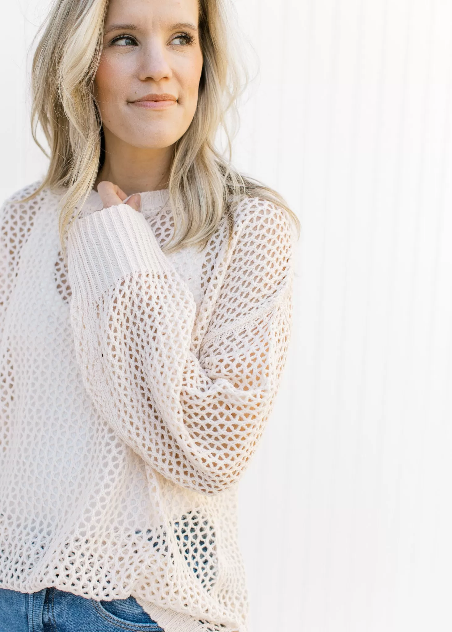 Open Weave Barely Cream Sweater