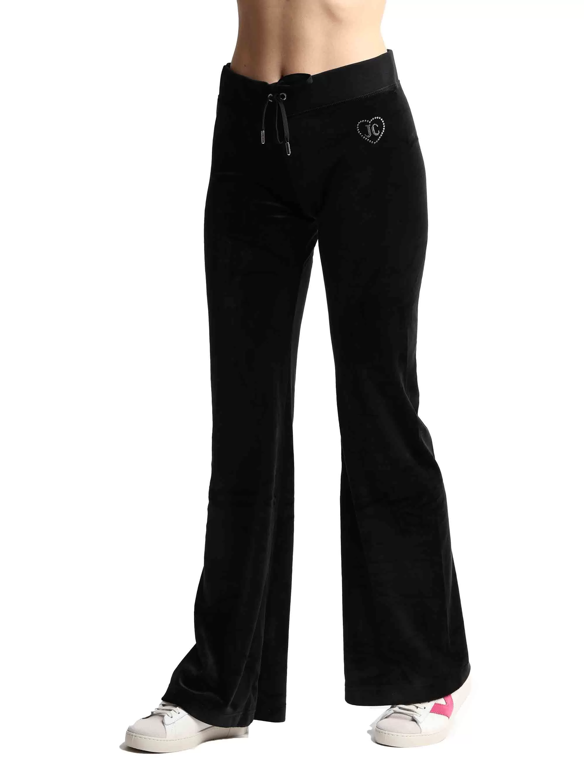 Pantaloni tuta donna Rodeo Layla in tessuto nero con strass