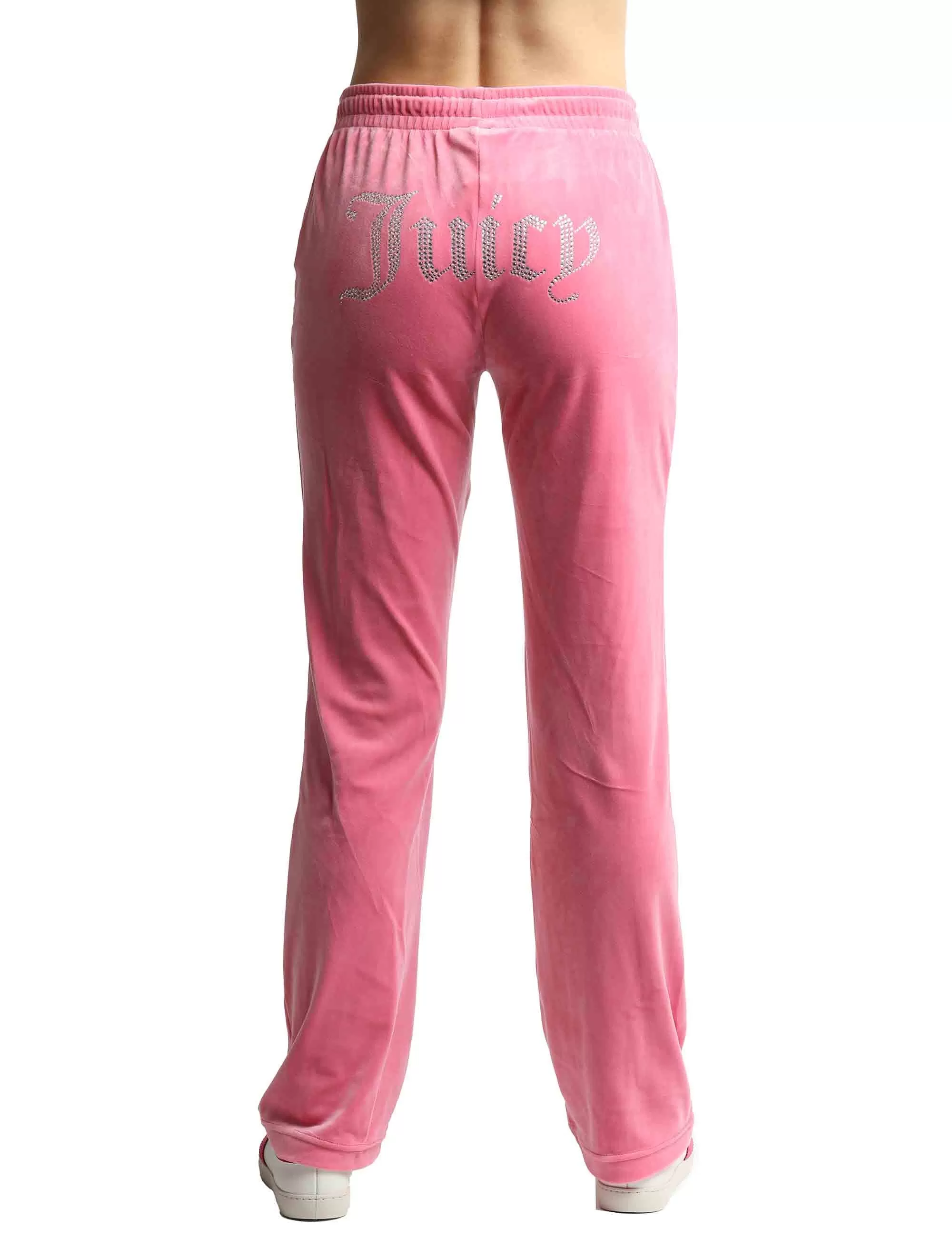 Pantaloni tuta donna Tina in tessuto rosa con strass