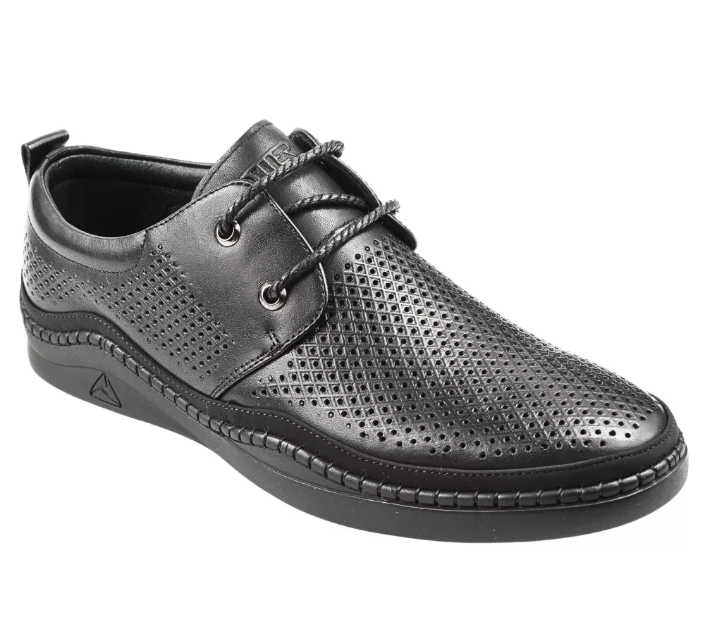 Pantofi casual, barbati, OTTER, E640004A negru, piele naturala