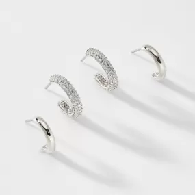 PAVE THE WAY DUO HOOP EARRINGS SET