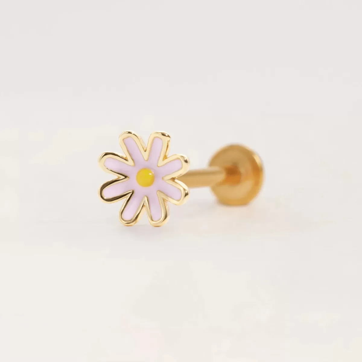 Pink Daisy Flower Flat Back Piercing Stud (16G)