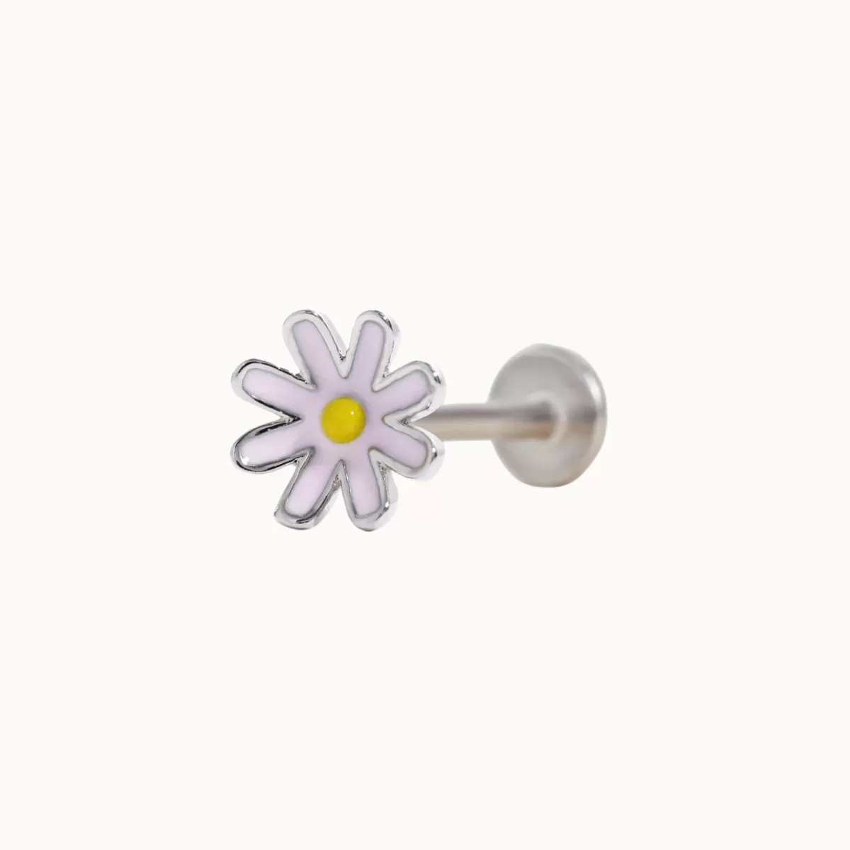 Pink Daisy Flower Flat Back Piercing Stud (16G)