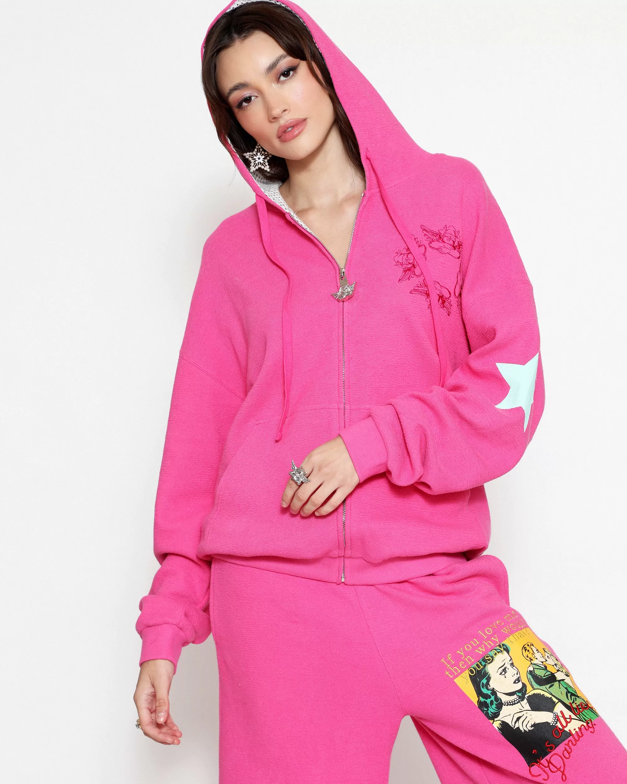 Pink Don’t Say It Darling Harley Zip-Up Hoodie