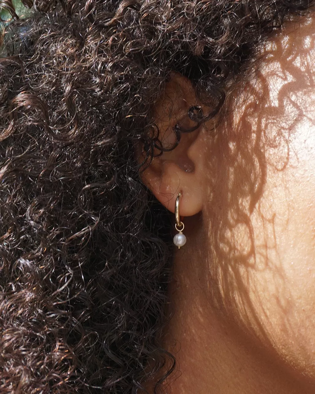 Pom-pom Hoops in Gold with Pink Pearls