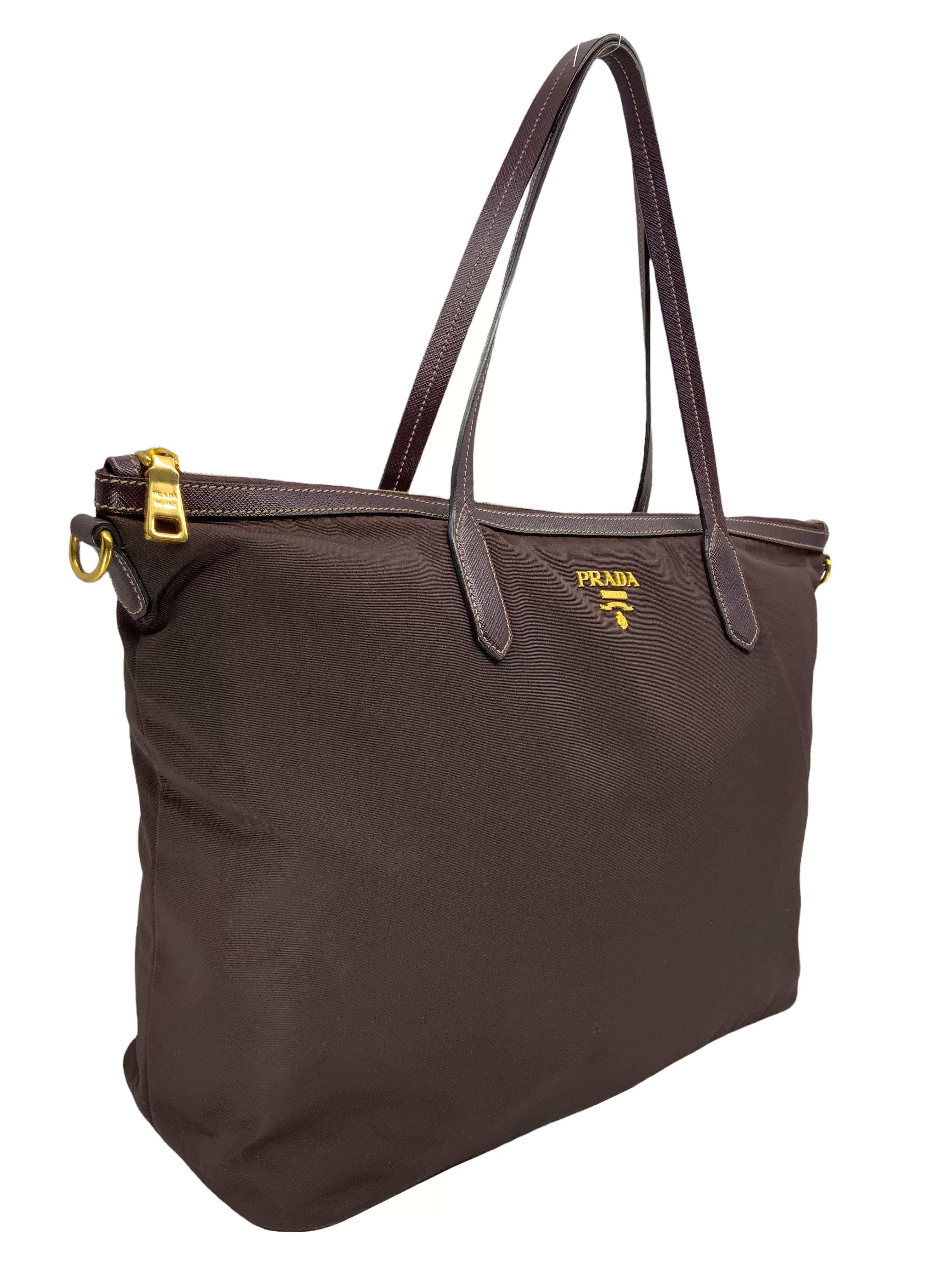 PRADA Tessuto Nylon and Saffiano Leather Tote