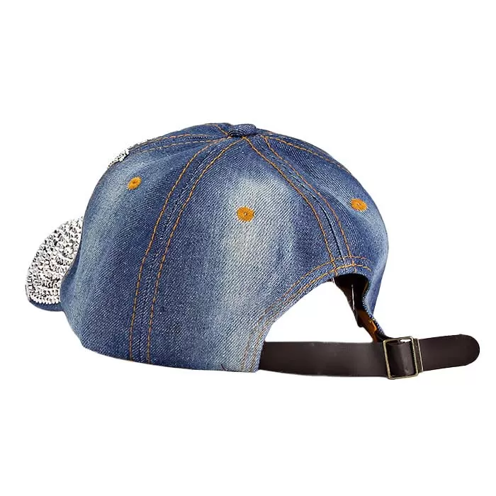 Queen Blinged Stud Denim Cap