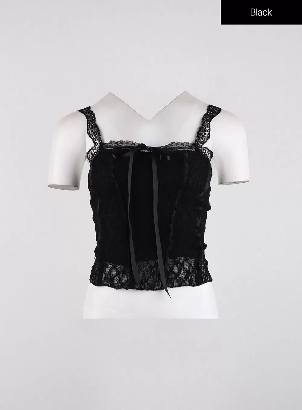 Ribbon Lace Crop Sleeveless Top ID315