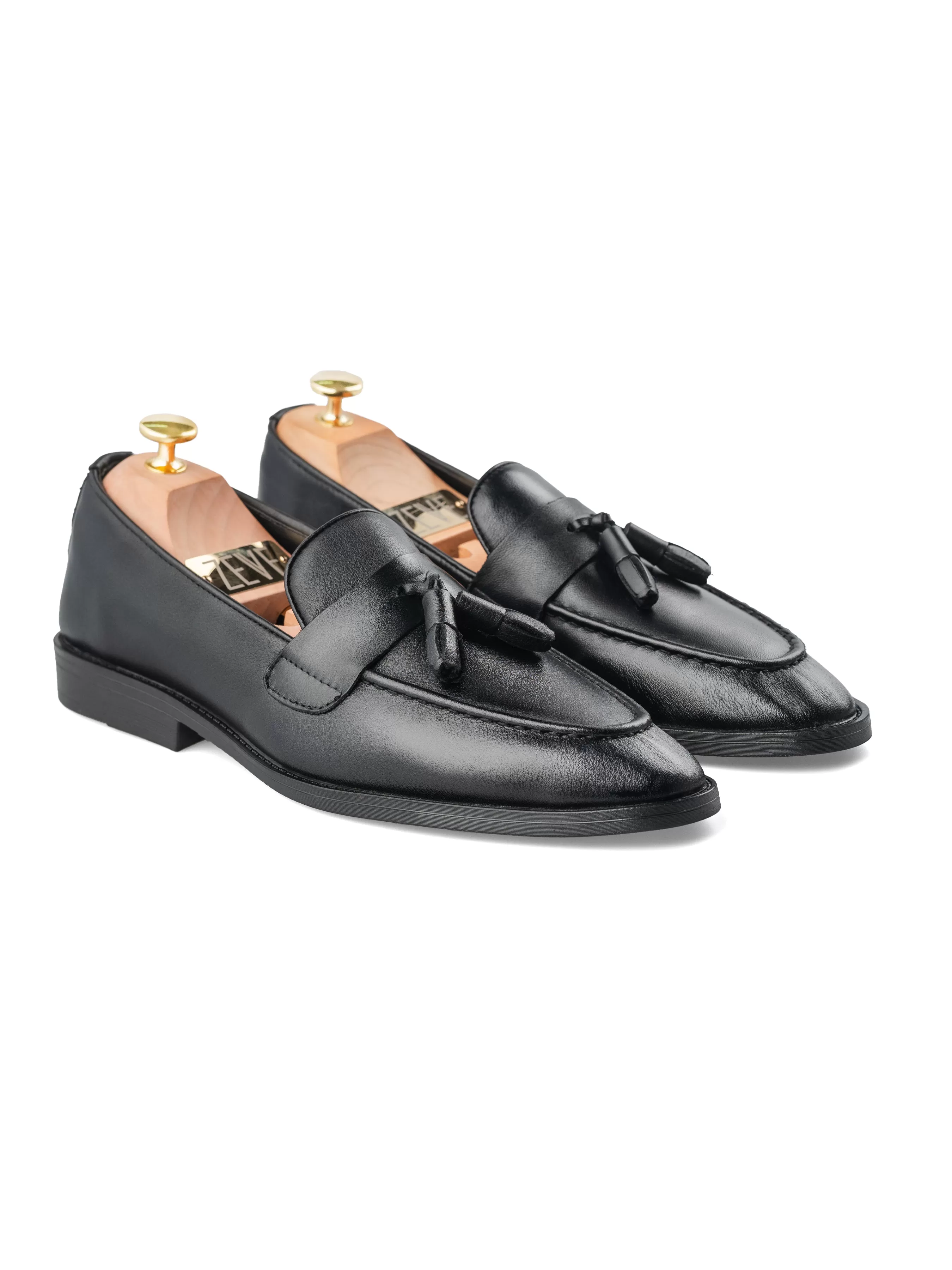 Rocky Tassel Loafer - Solid Black Leather