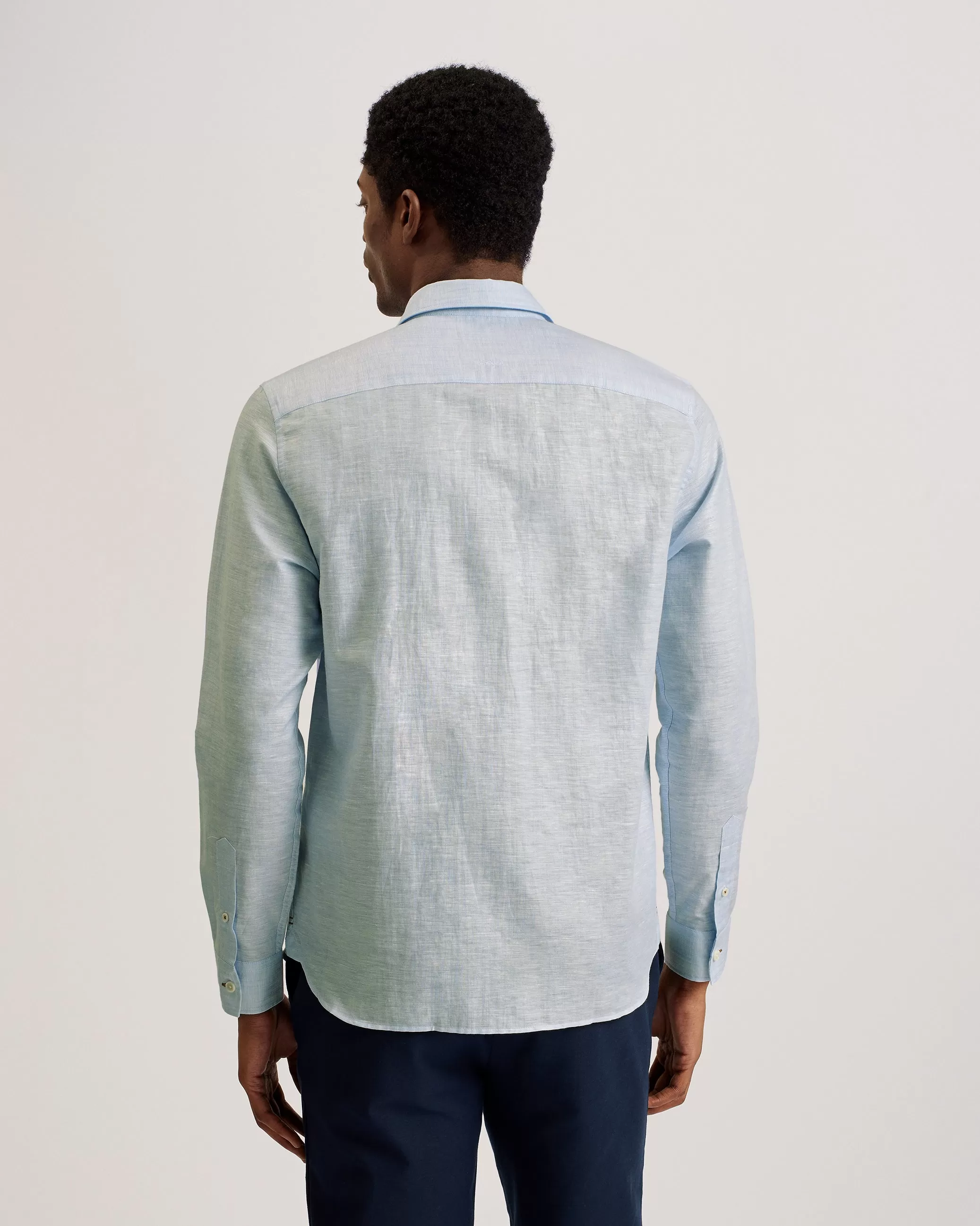 Romeos Ls Linen Shirt Lt-Blue