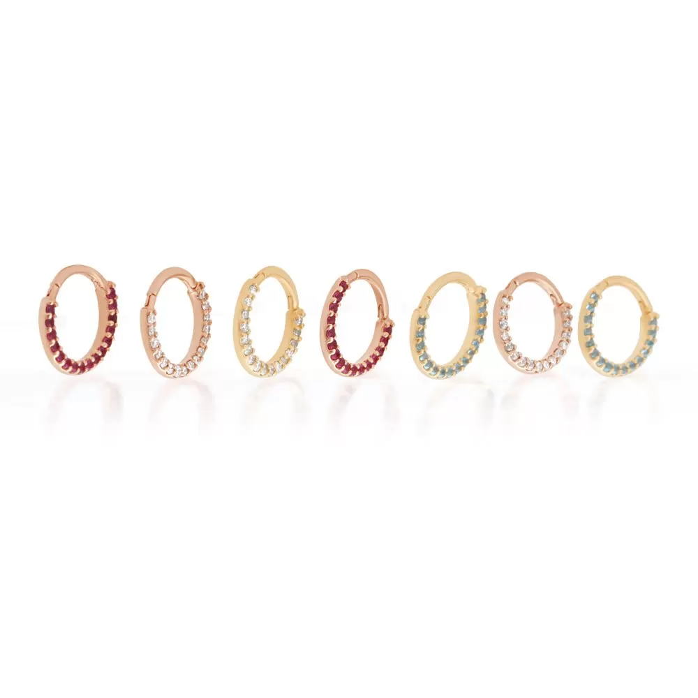 Ruby Studded Clicker Hoop