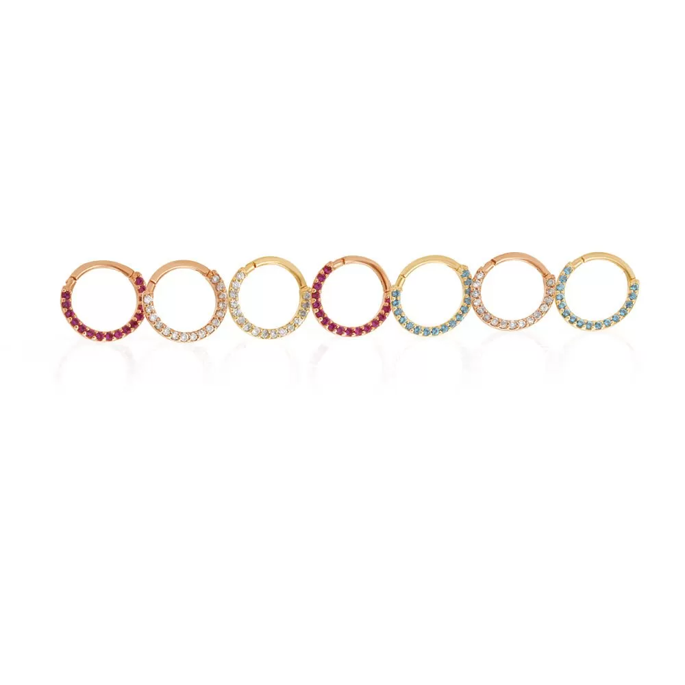 Ruby Studded Clicker Hoop