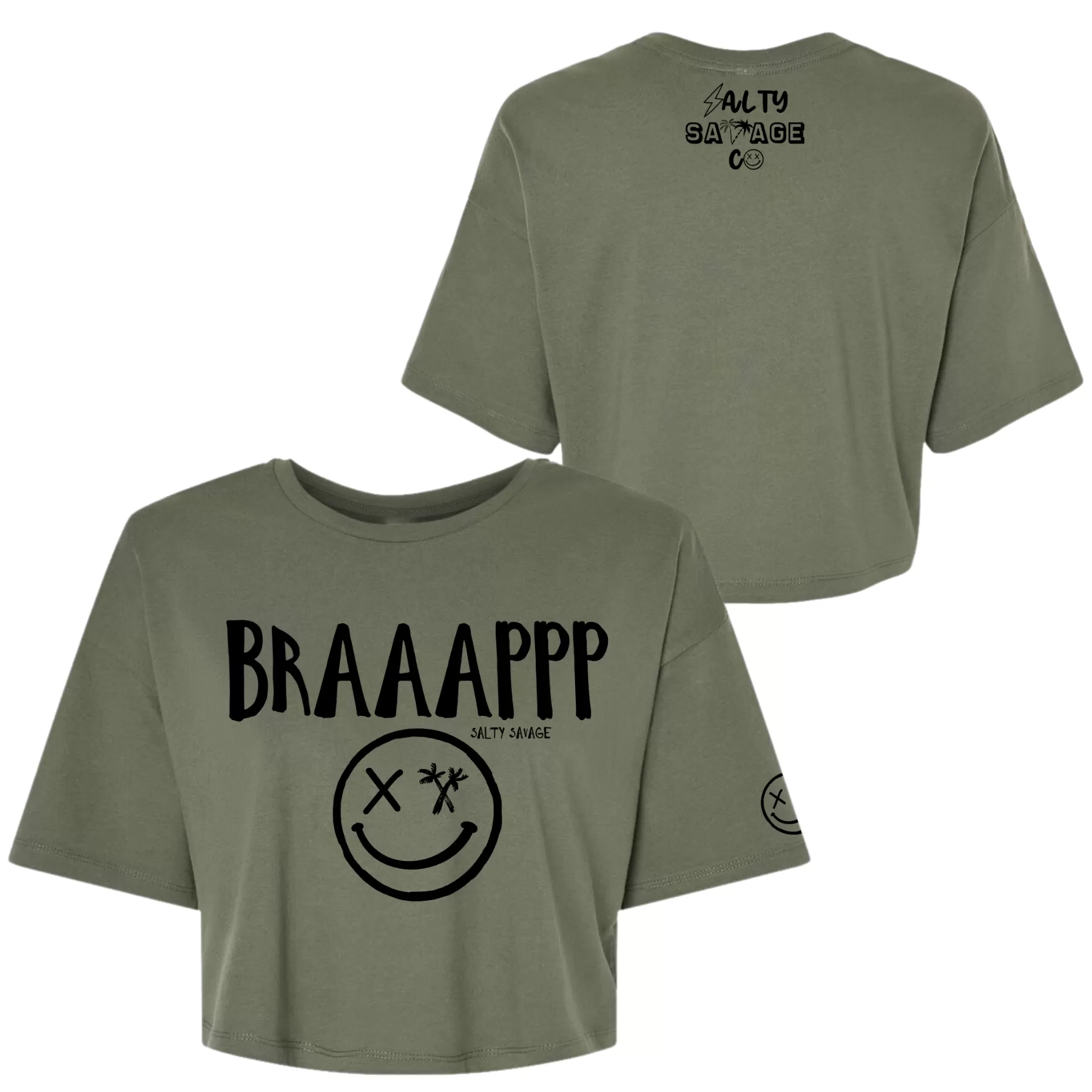 Salty Savage Ladies "BRAAAPPP" Performance Crop Tee