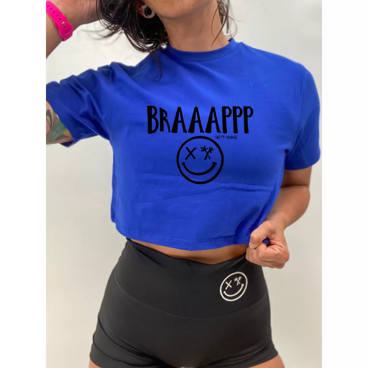 Salty Savage Ladies "BRAAAPPP" Performance Crop Tee