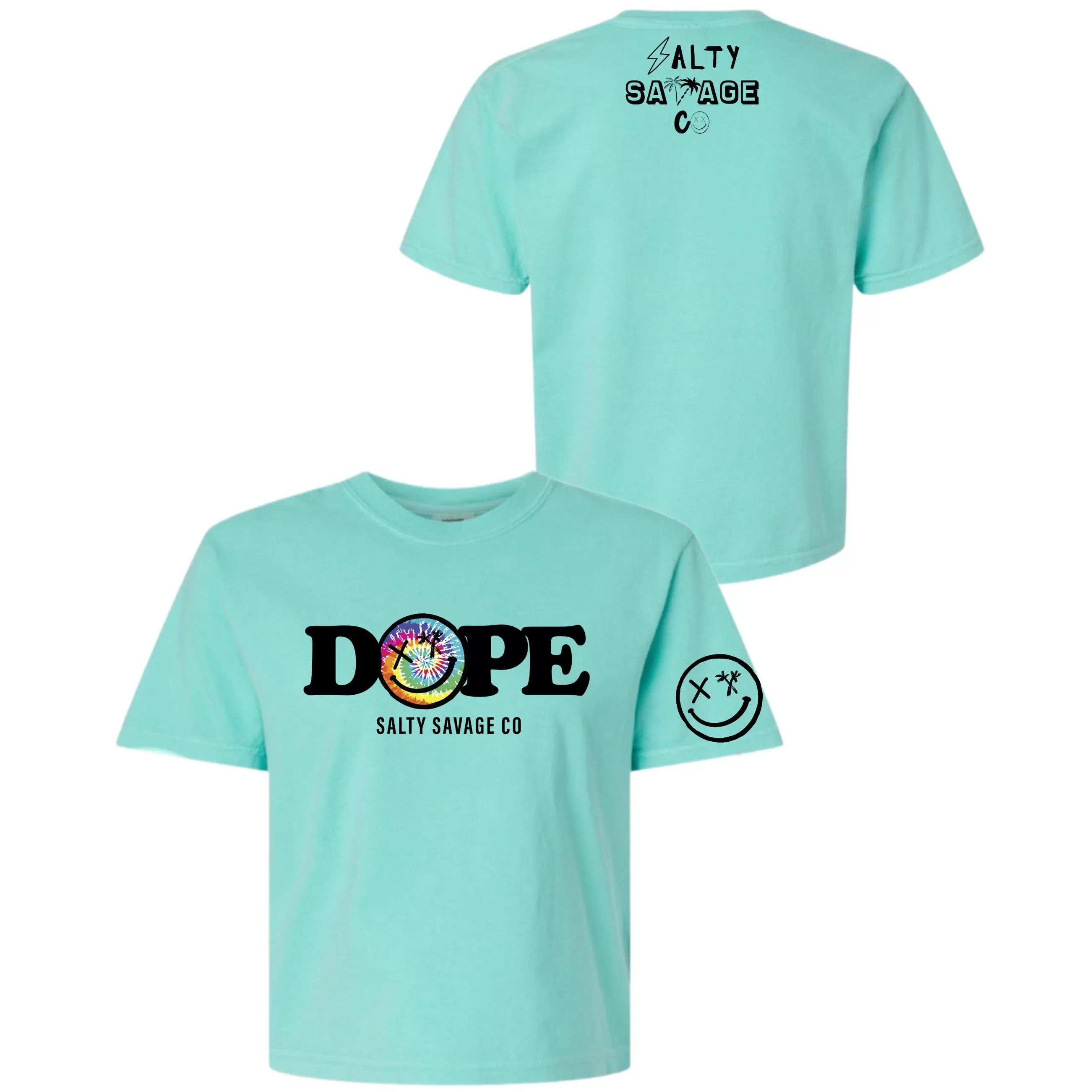 Salty Savage Ladies "DOPE" Mineral Washed Crop Tee