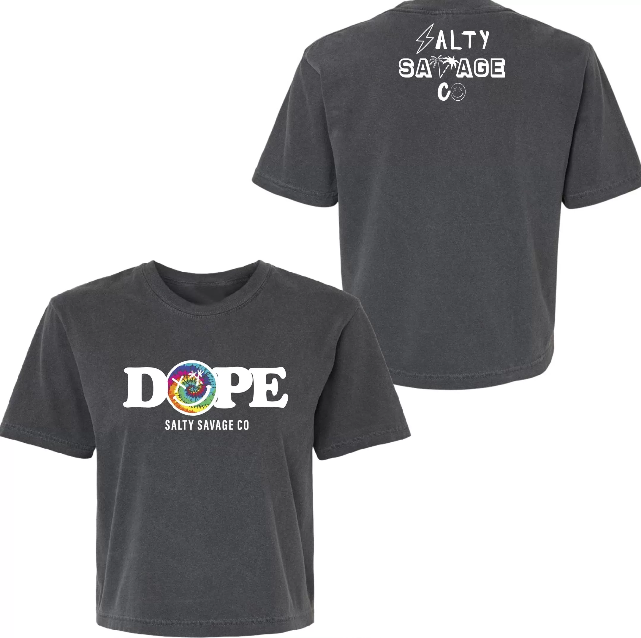 Salty Savage Ladies "DOPE" Mineral Washed Crop Tee