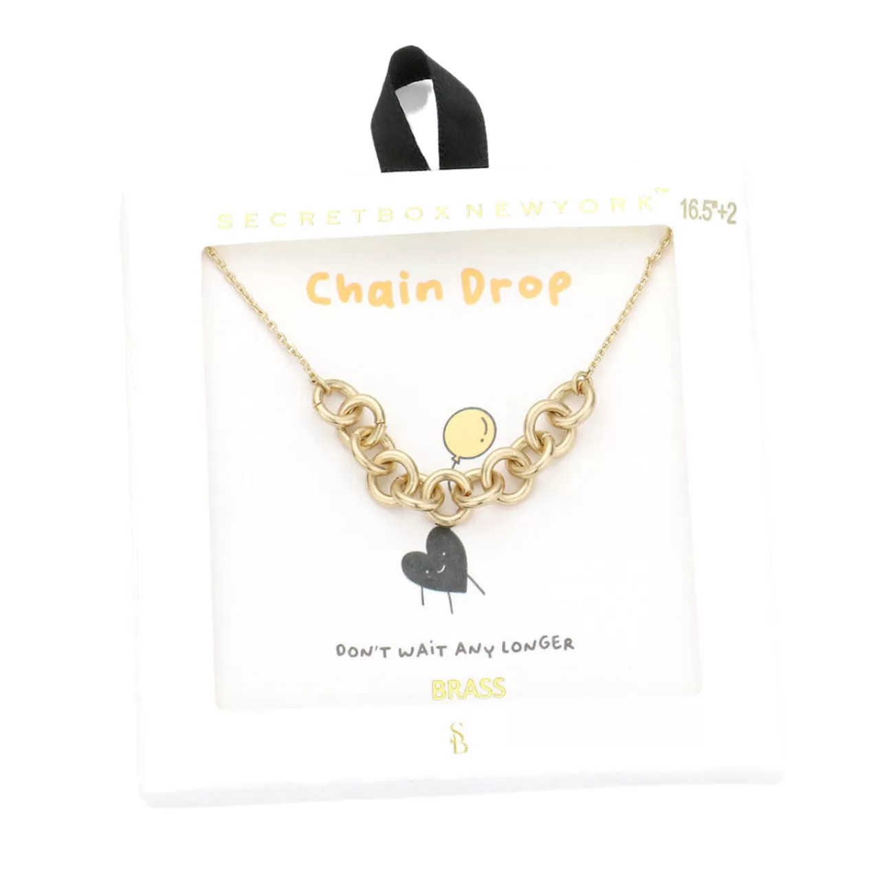 Secret Box Brass Metal Chain Link Pendant Necklace