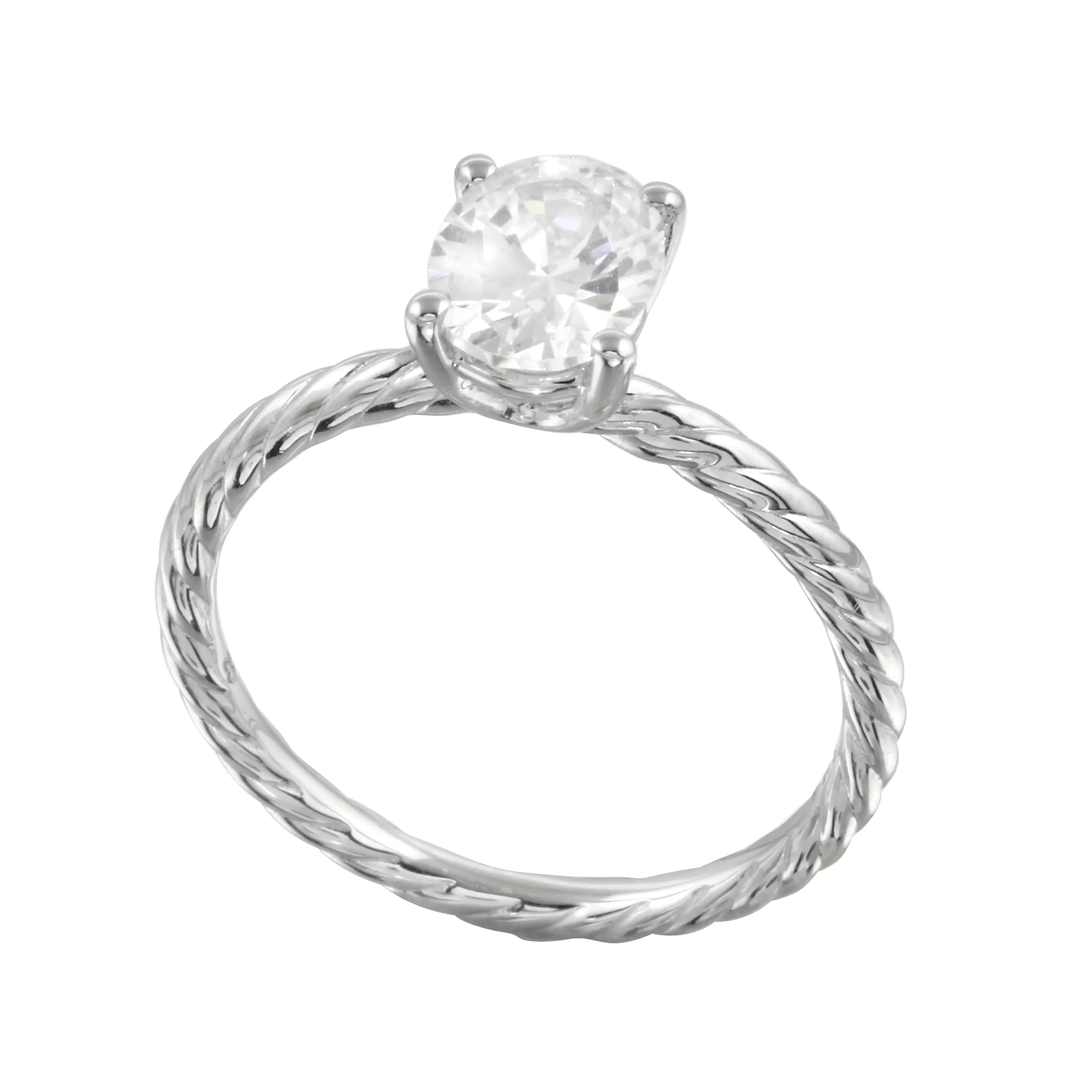 Serenity Solitaire Oval Diamond Twisted Band Engagement Ring