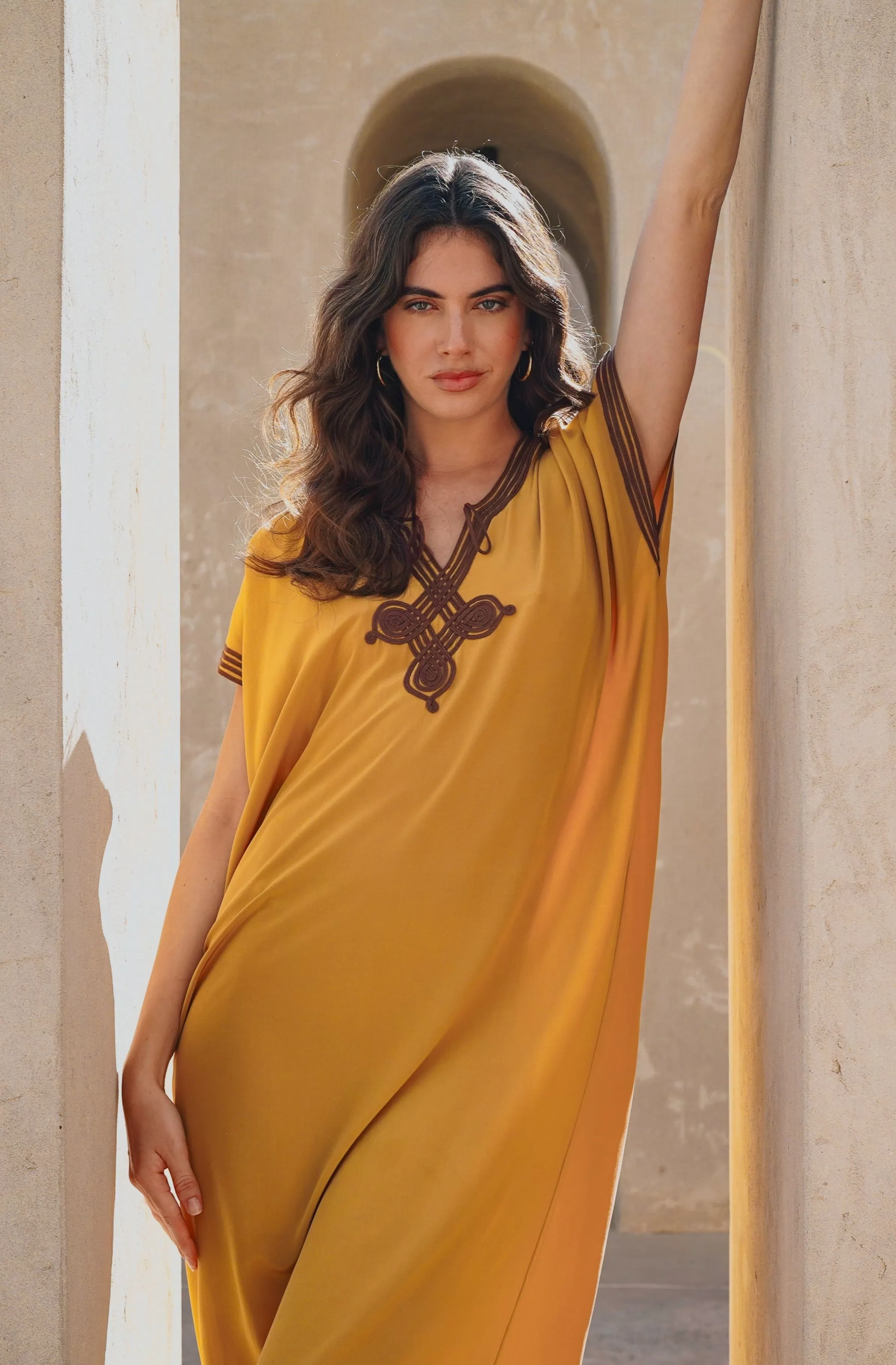 Silk Zineb Kaftan | Saffron