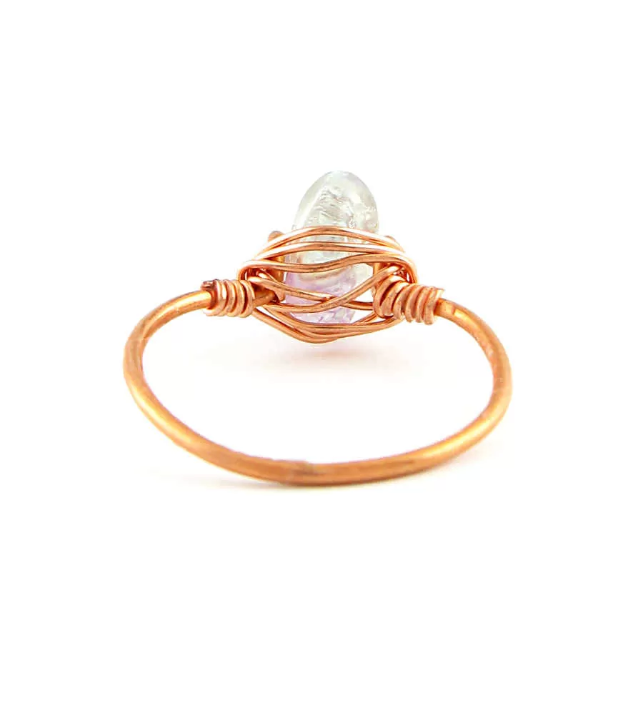 Single Gemstone Stackable Rings, Copper Wire-Wrapped, Handmade