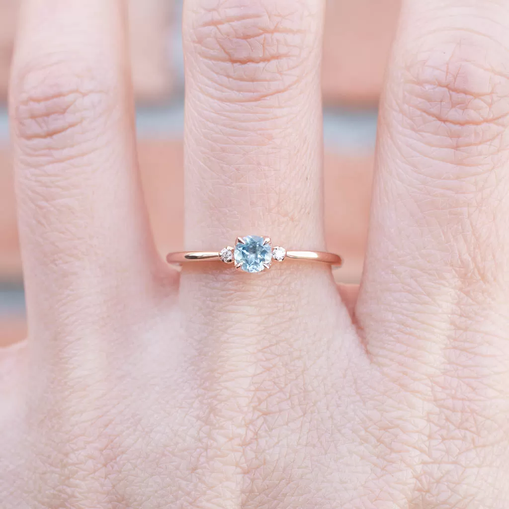 Sofia Ring 4mm 0.30ct Blue Montana Round Sapphire, 14K Rose Gold