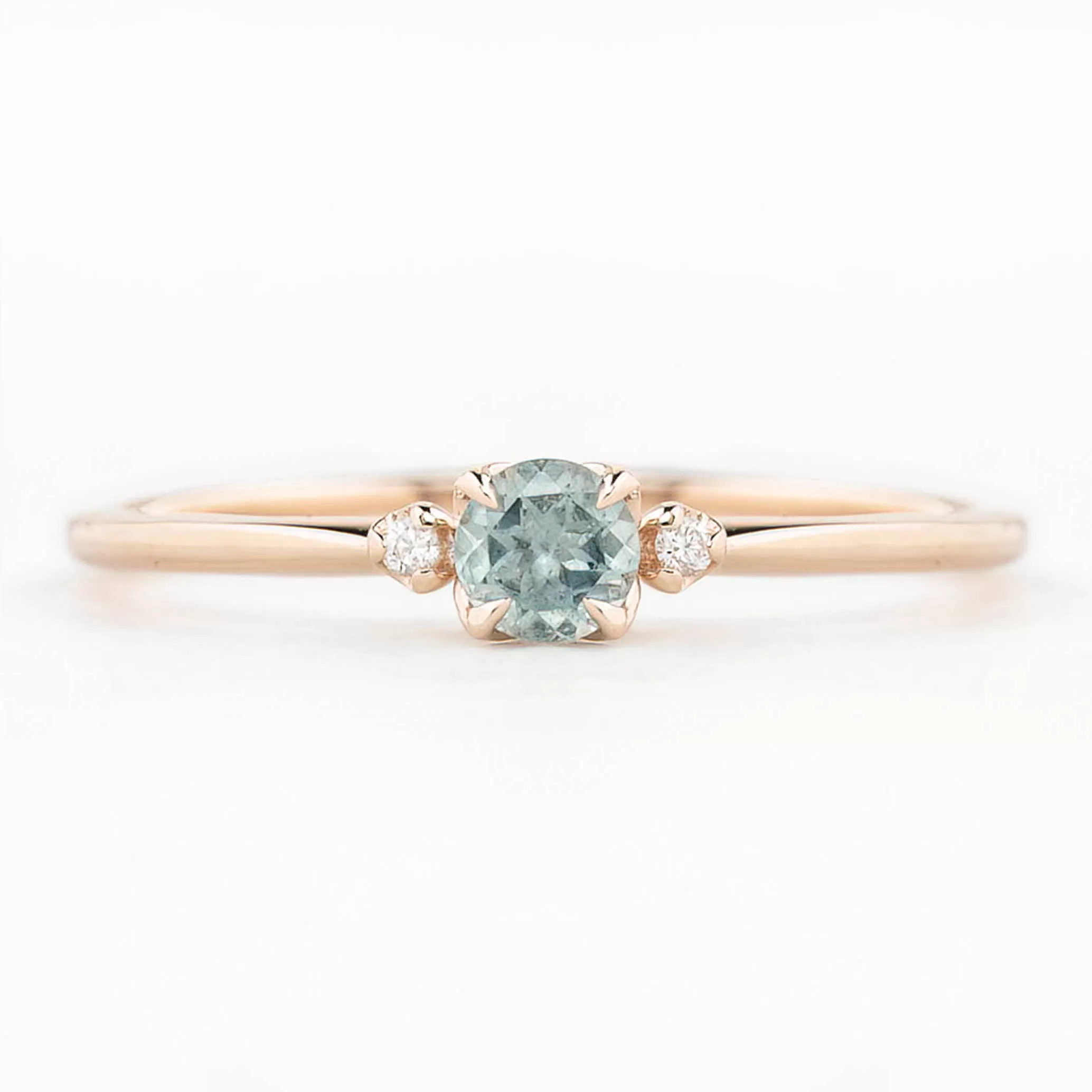 Sofia Ring 4mm 0.30ct Blue Montana Round Sapphire, 14K Rose Gold