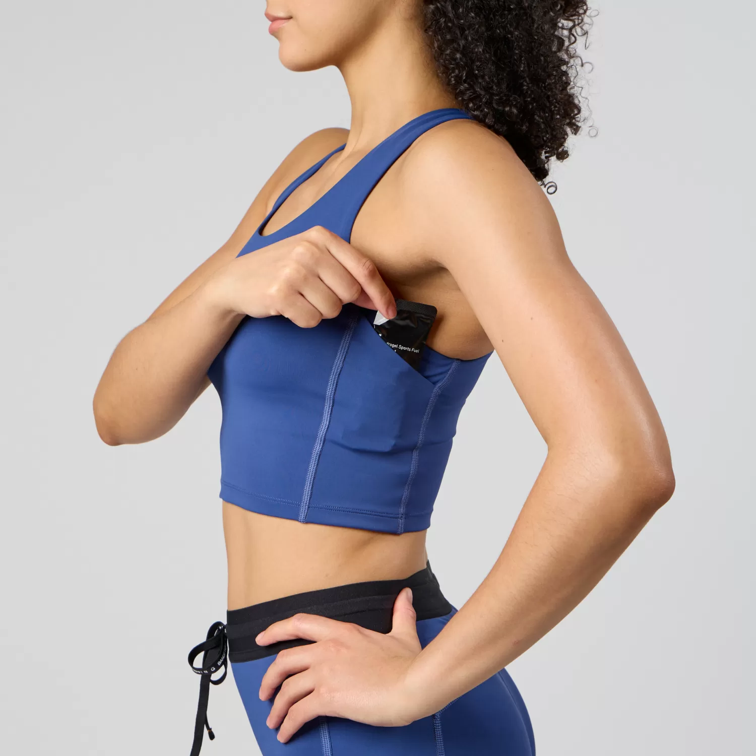 Stamina™ Scoop Neck Race Crop - Space Blue