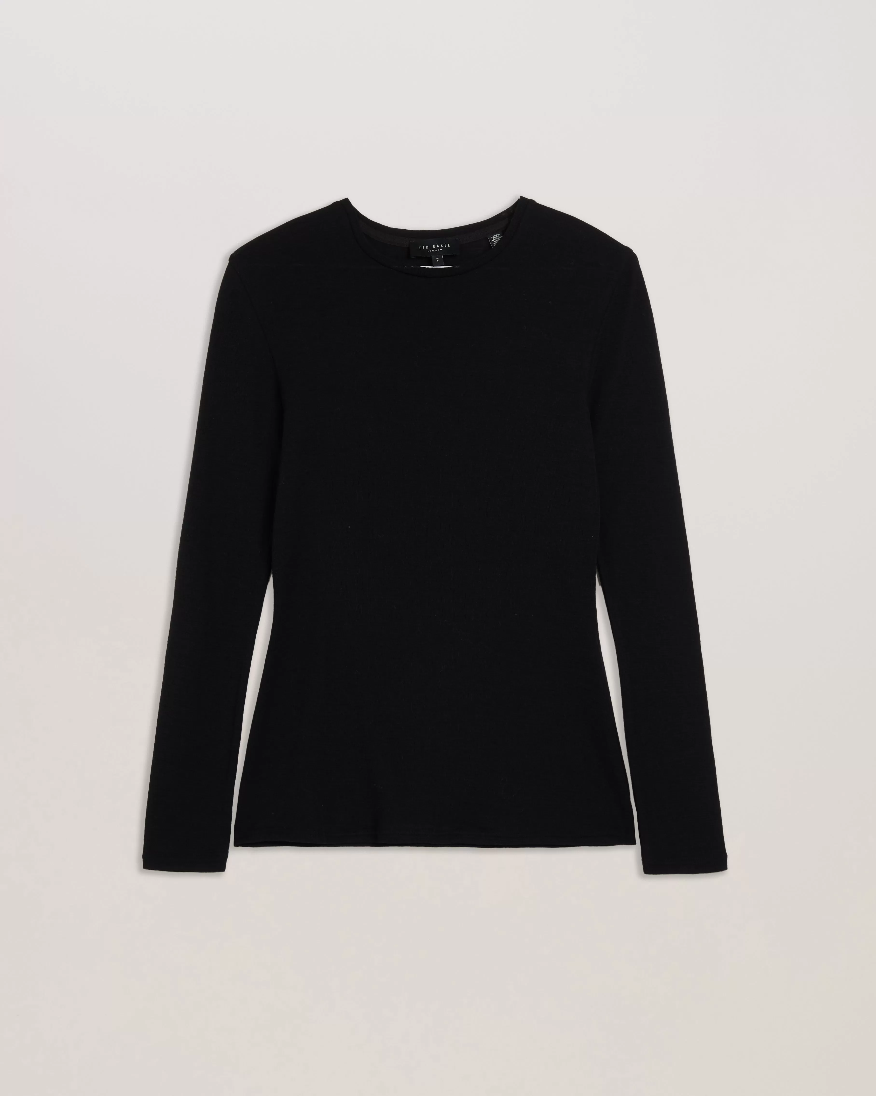 Stephni Crew Neck Wool Jersey Long Sleeve Top Black