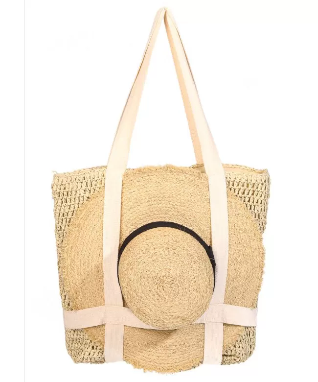 Straw Hat Holder Tote - Beige