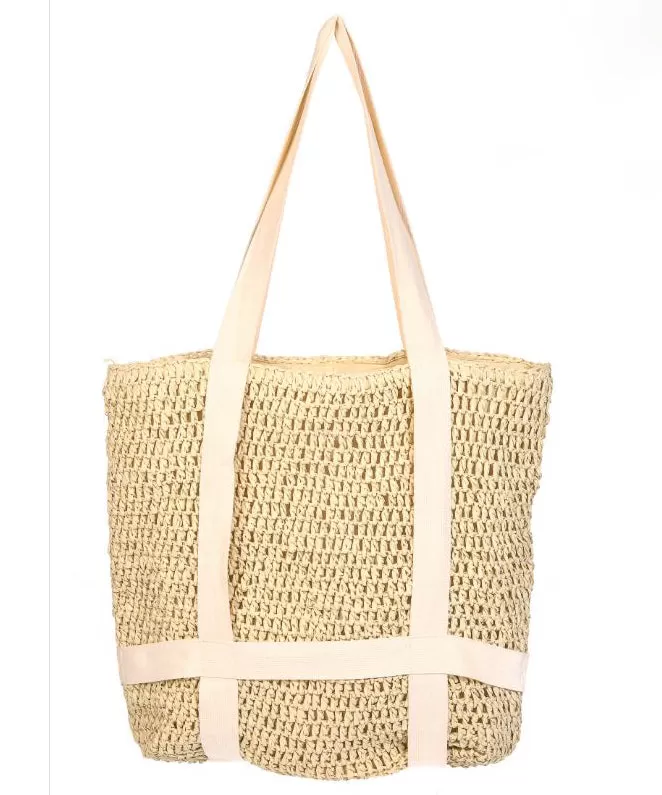 Straw Hat Holder Tote - Beige