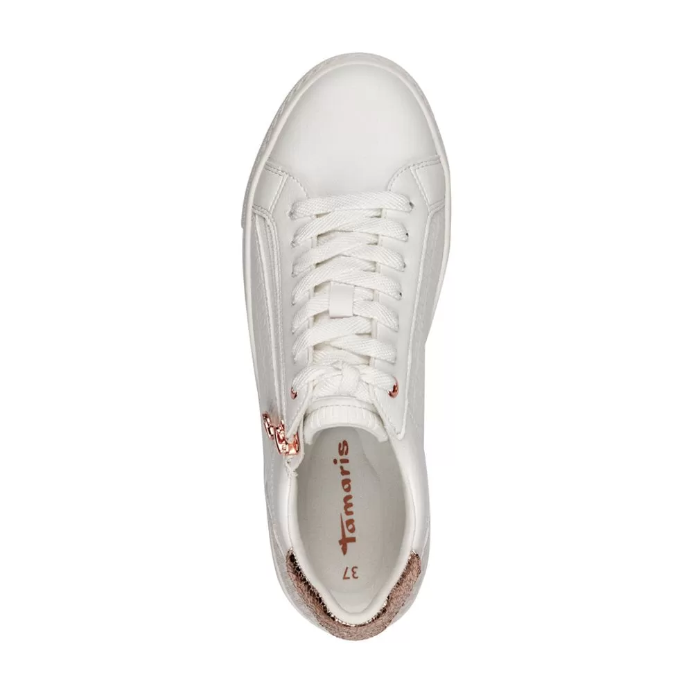 Tamaris White & Rose Gold Trainer