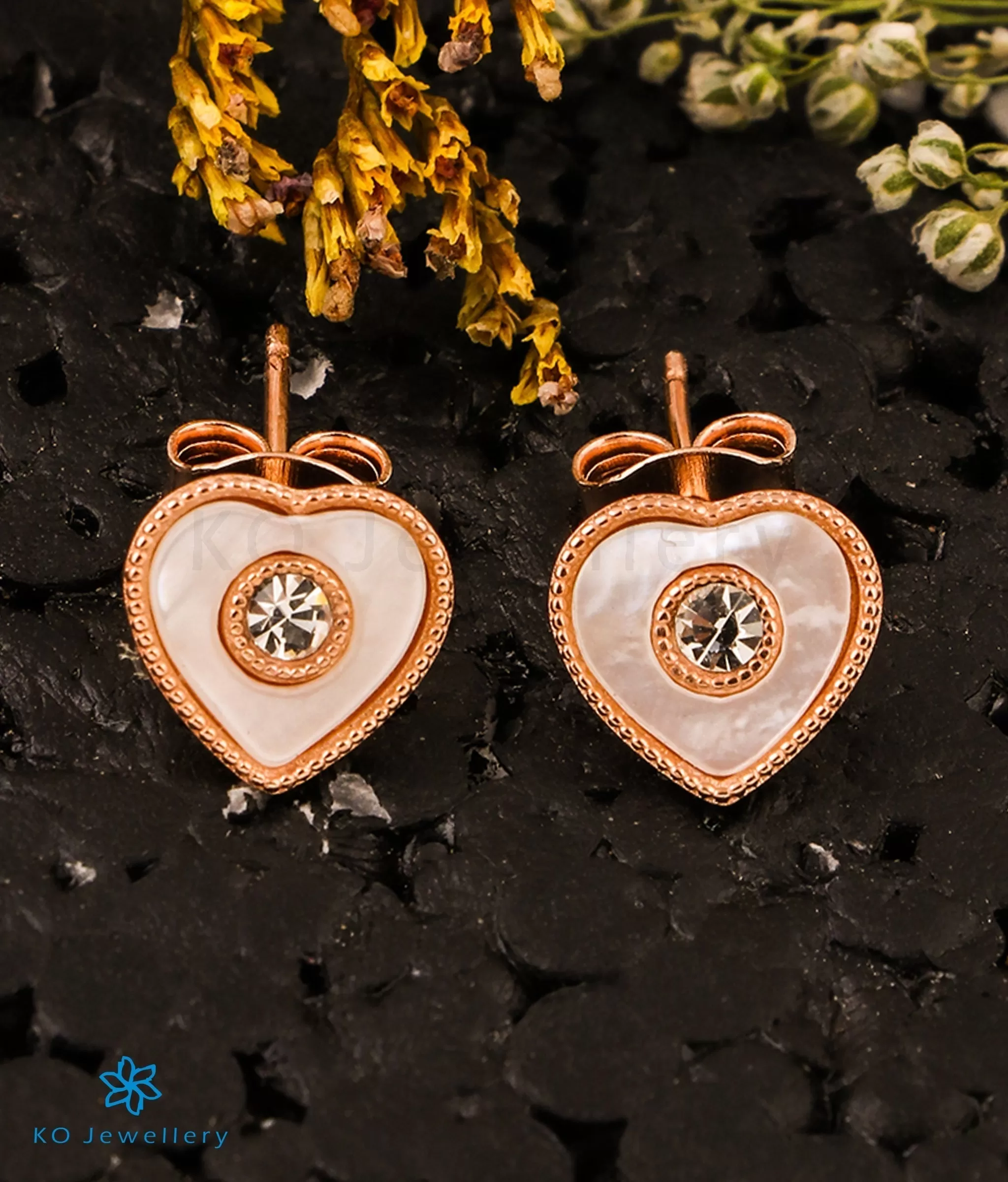 The Faithful Heart Silver Rosegold Earstuds