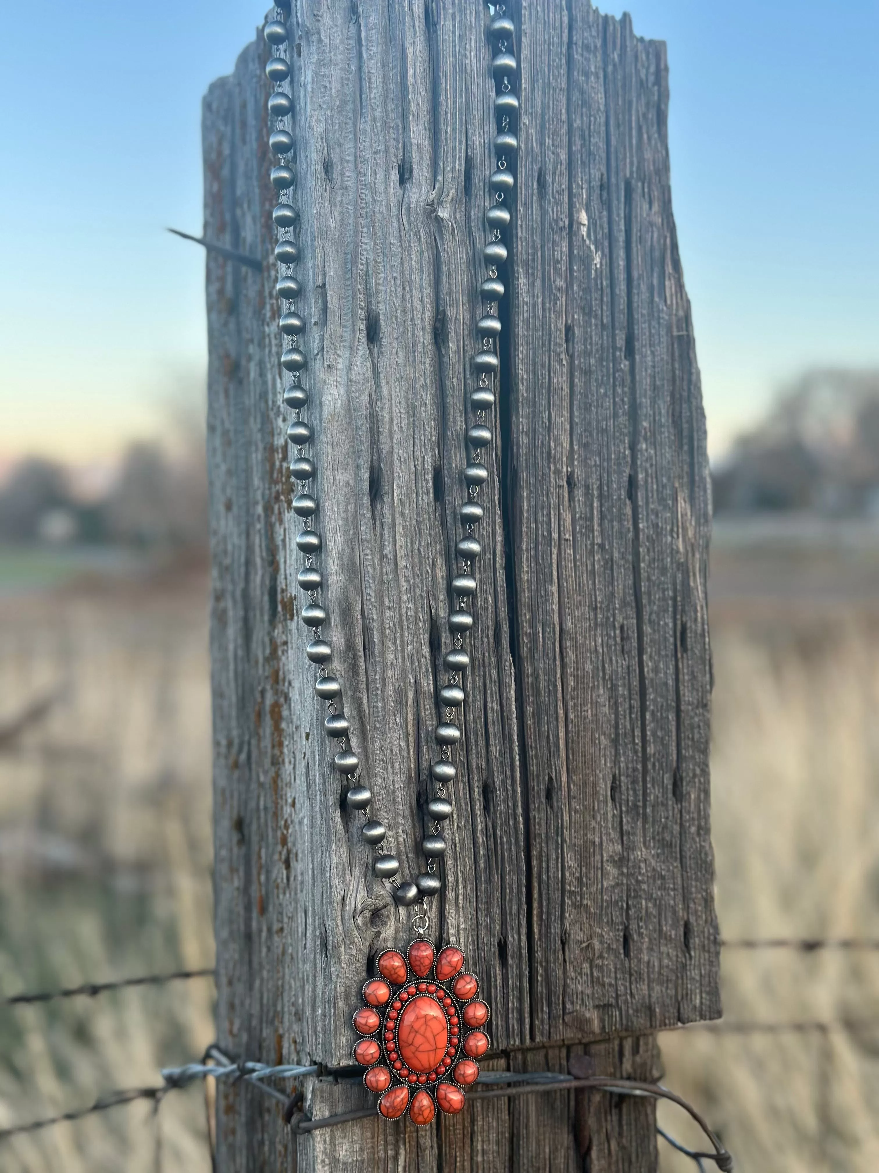 The Payson Coral Concho Necklace