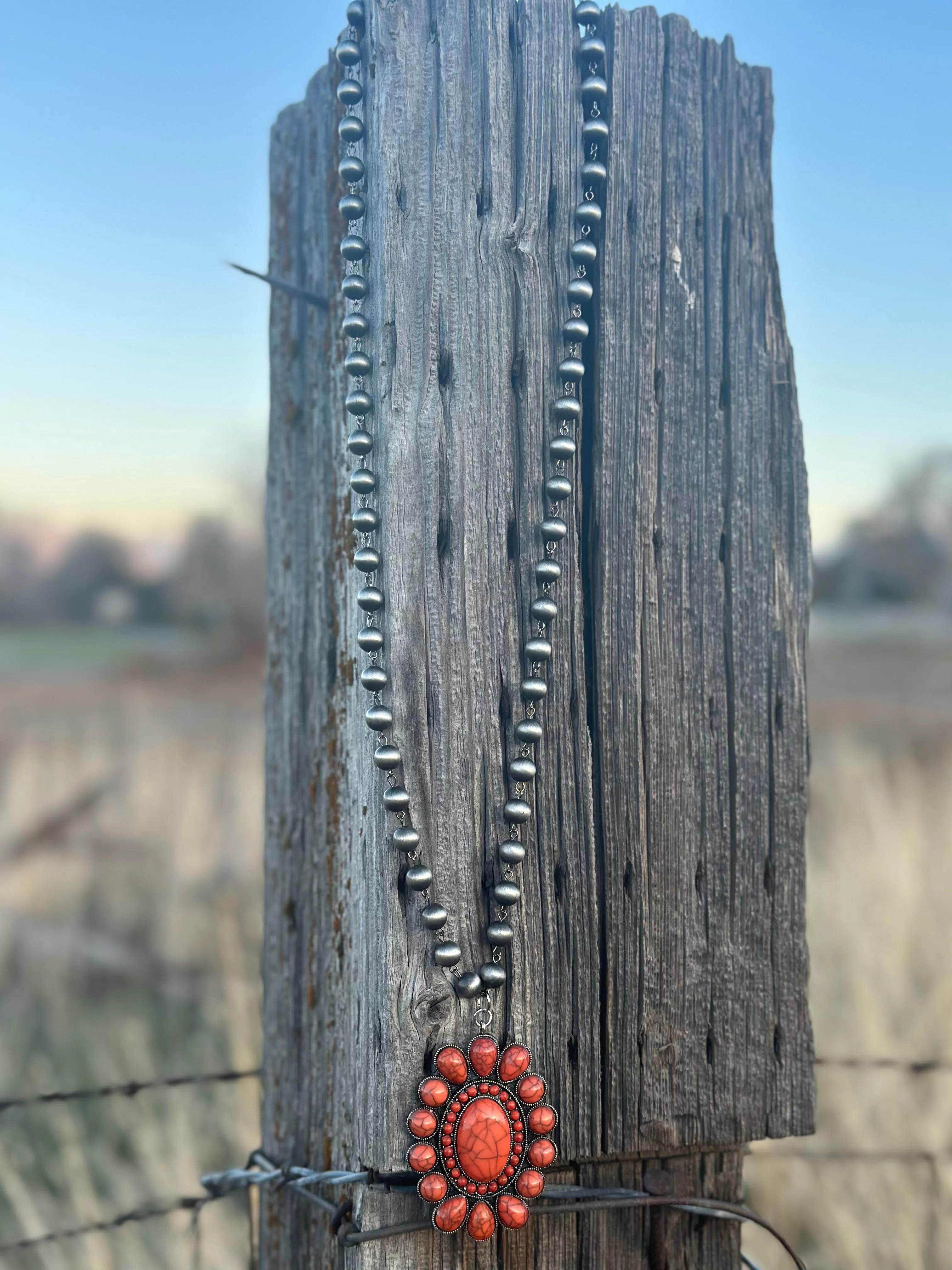 The Payson Coral Concho Necklace