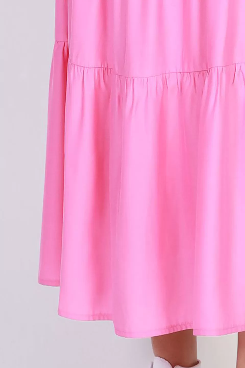 Tier Midi Silky Satin Tiered Pink Skirt