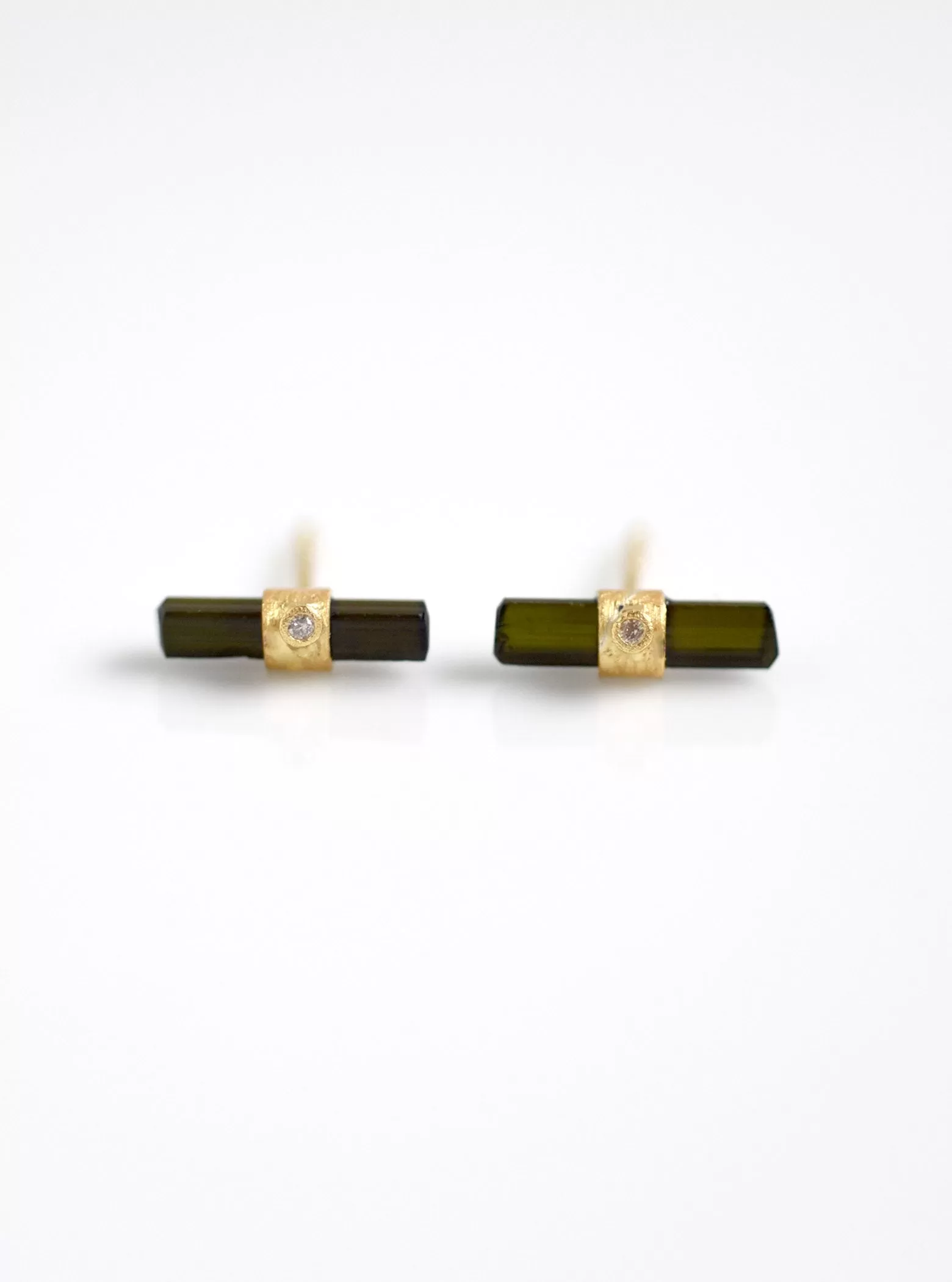 Tourmaline with Diamond Parallel Bar Earring