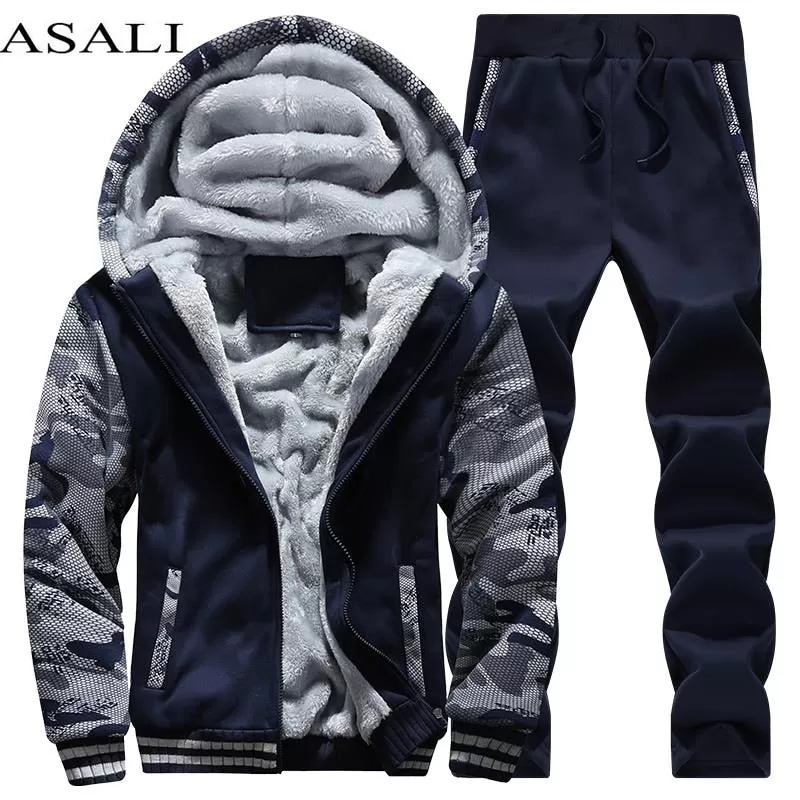 Tracksuit Men Sporting Fleece Thick Hooded Brand-Clothing Casual Men