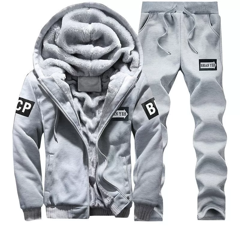 Tracksuit Men Sporting Fleece Thick Hooded Brand-Clothing Casual Men