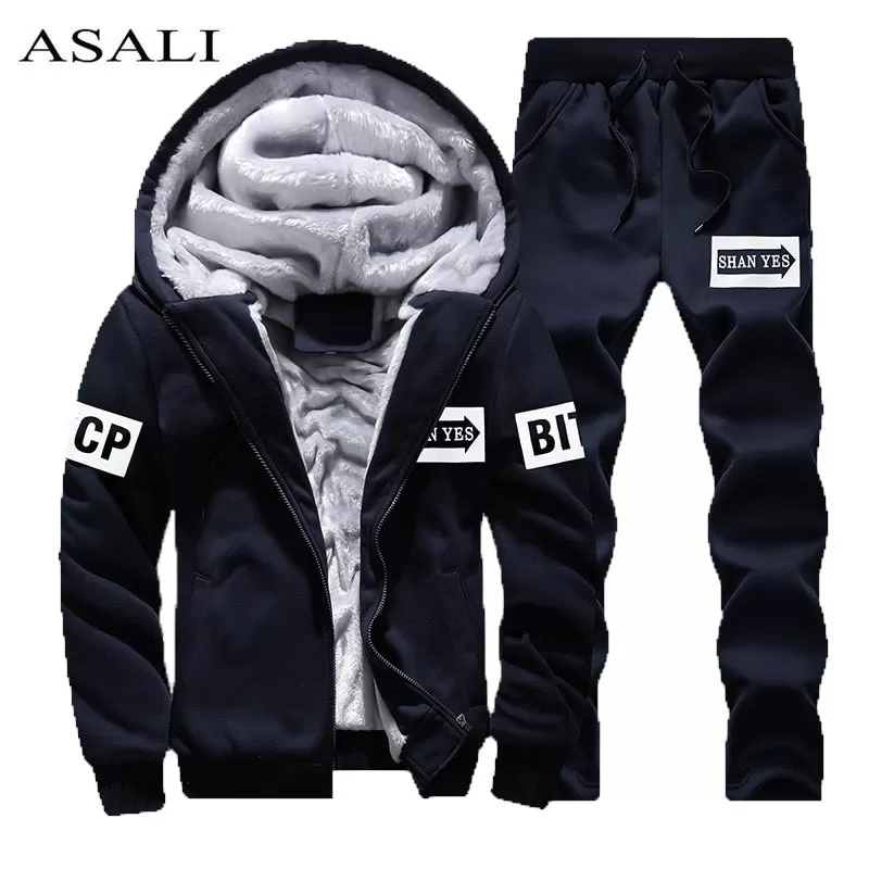 Tracksuit Men Sporting Fleece Thick Hooded Brand-Clothing Casual Men