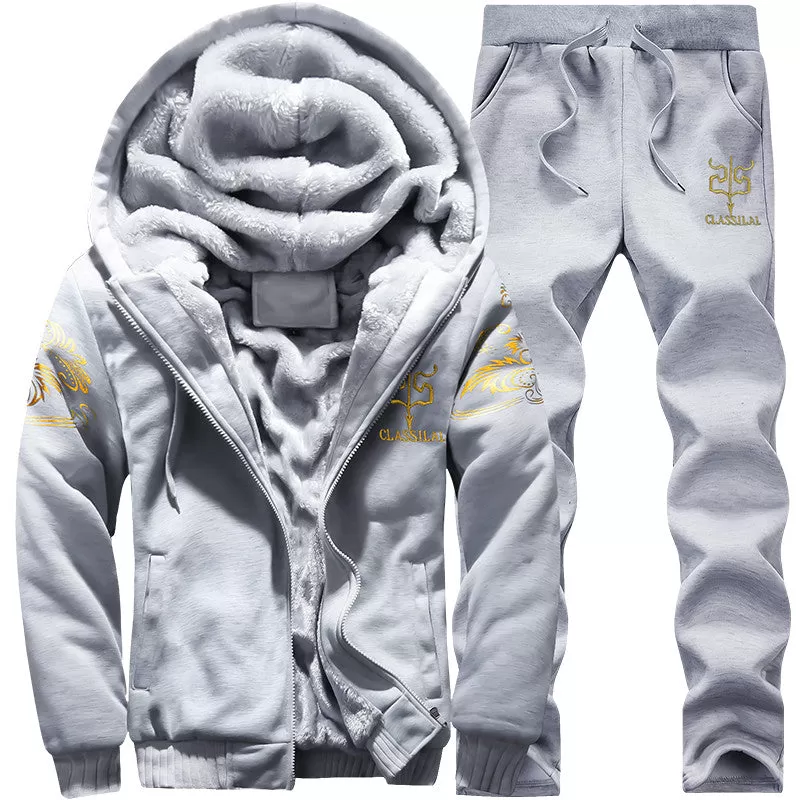 Tracksuit Men Sporting Fleece Thick Hooded Brand-Clothing Casual Men