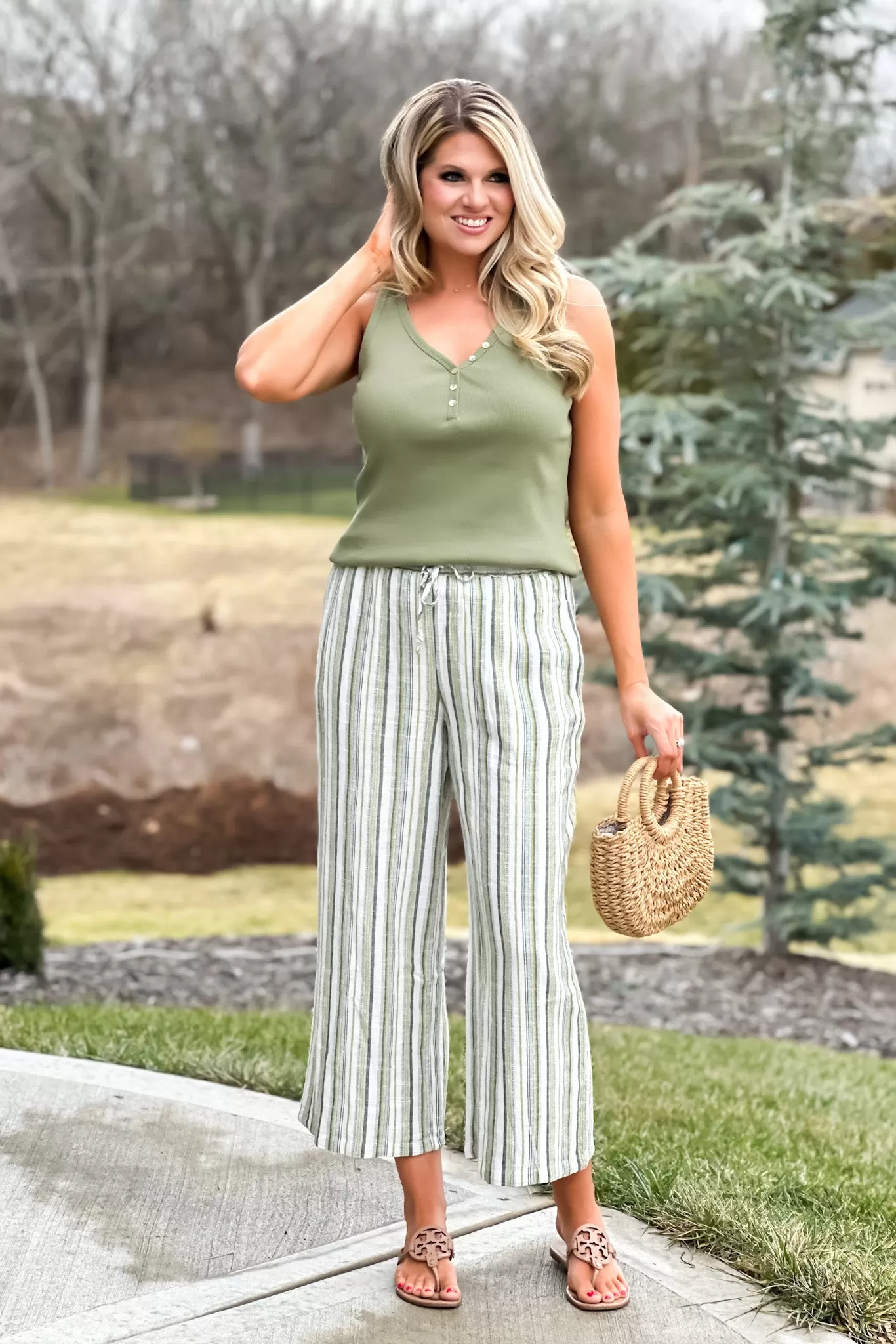 Tribal Anna Crop Pull-On Pant : Cactus