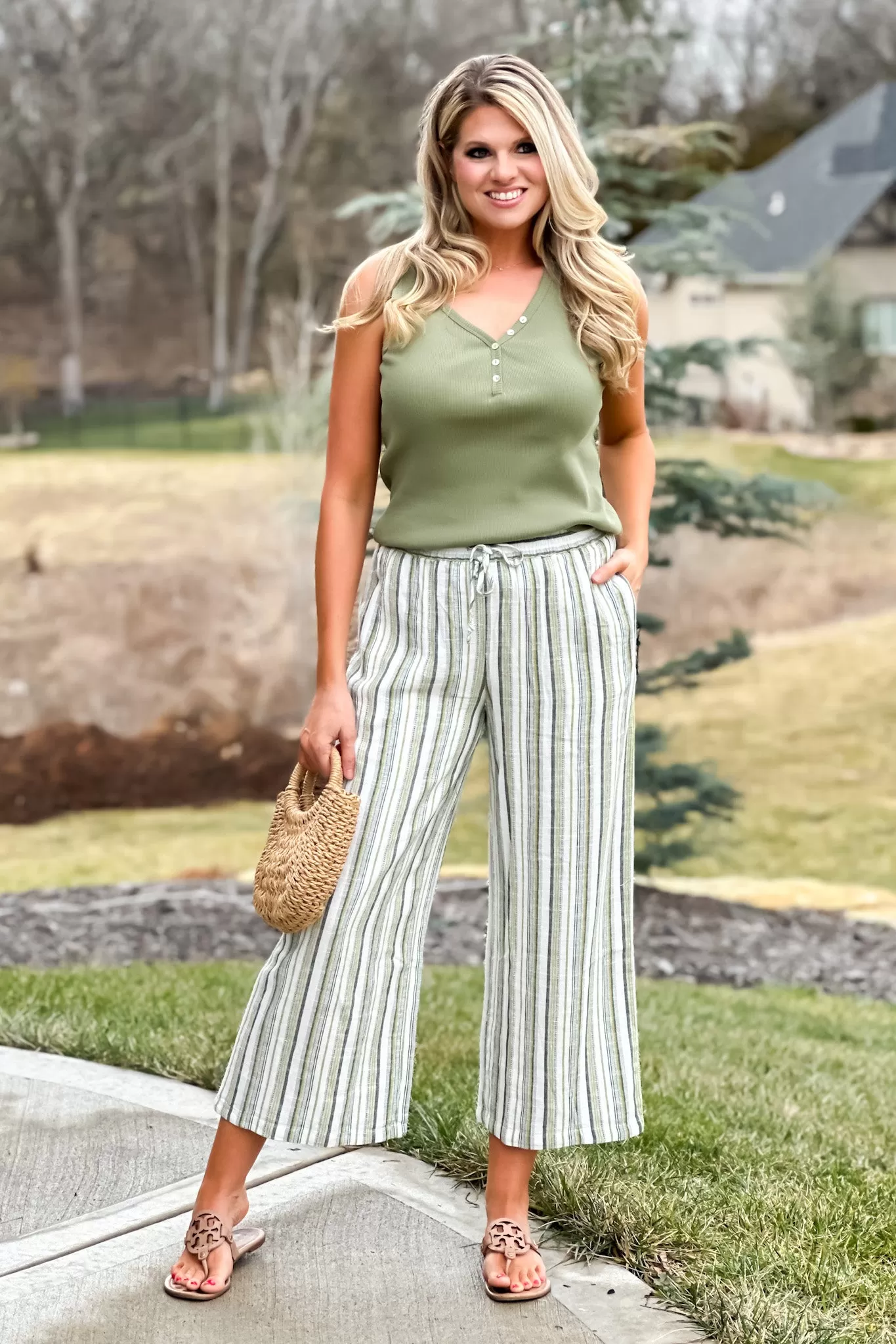 Tribal Anna Crop Pull-On Pant : Cactus