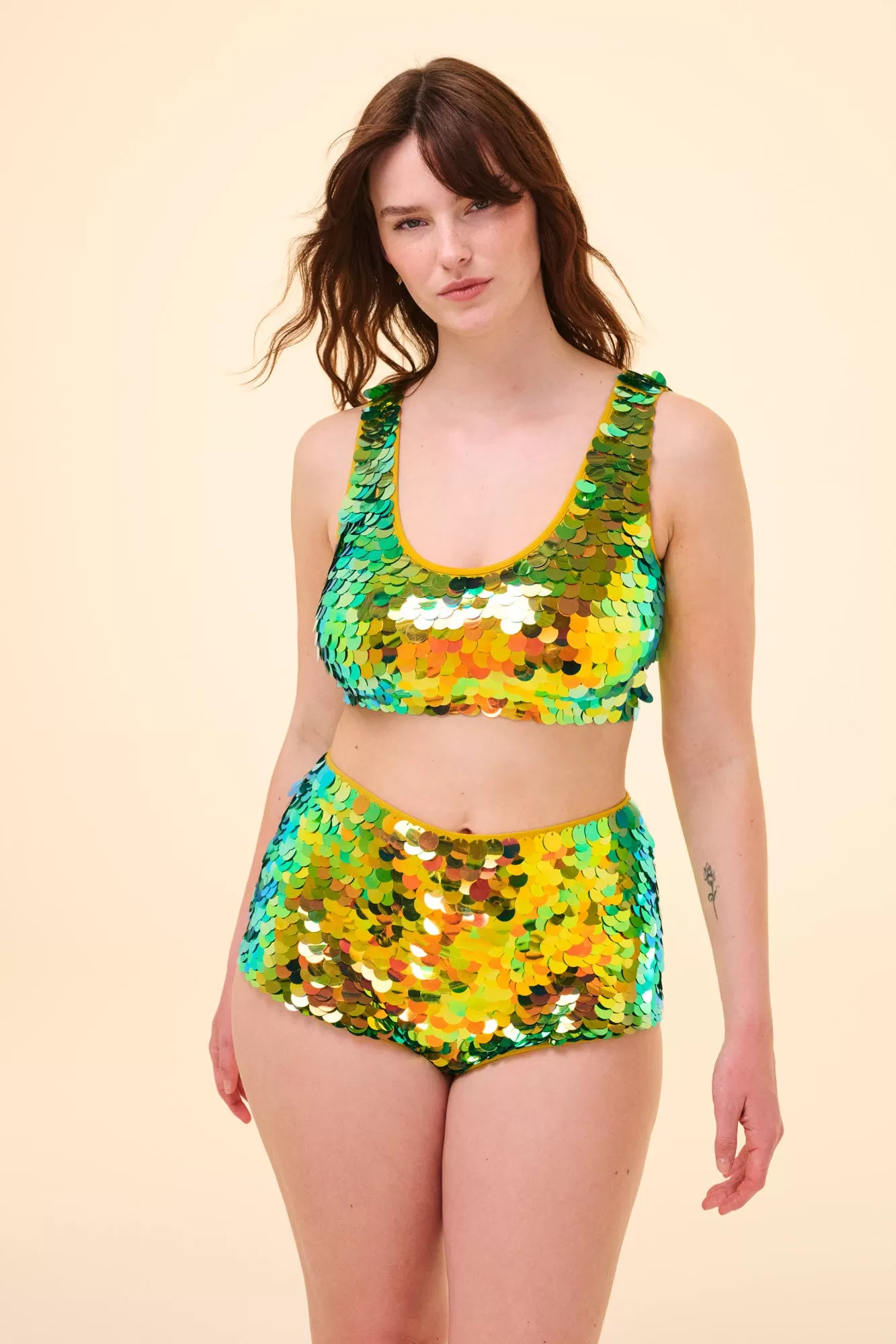 TWINKS SEQUIN CROP TOP - CITRUS