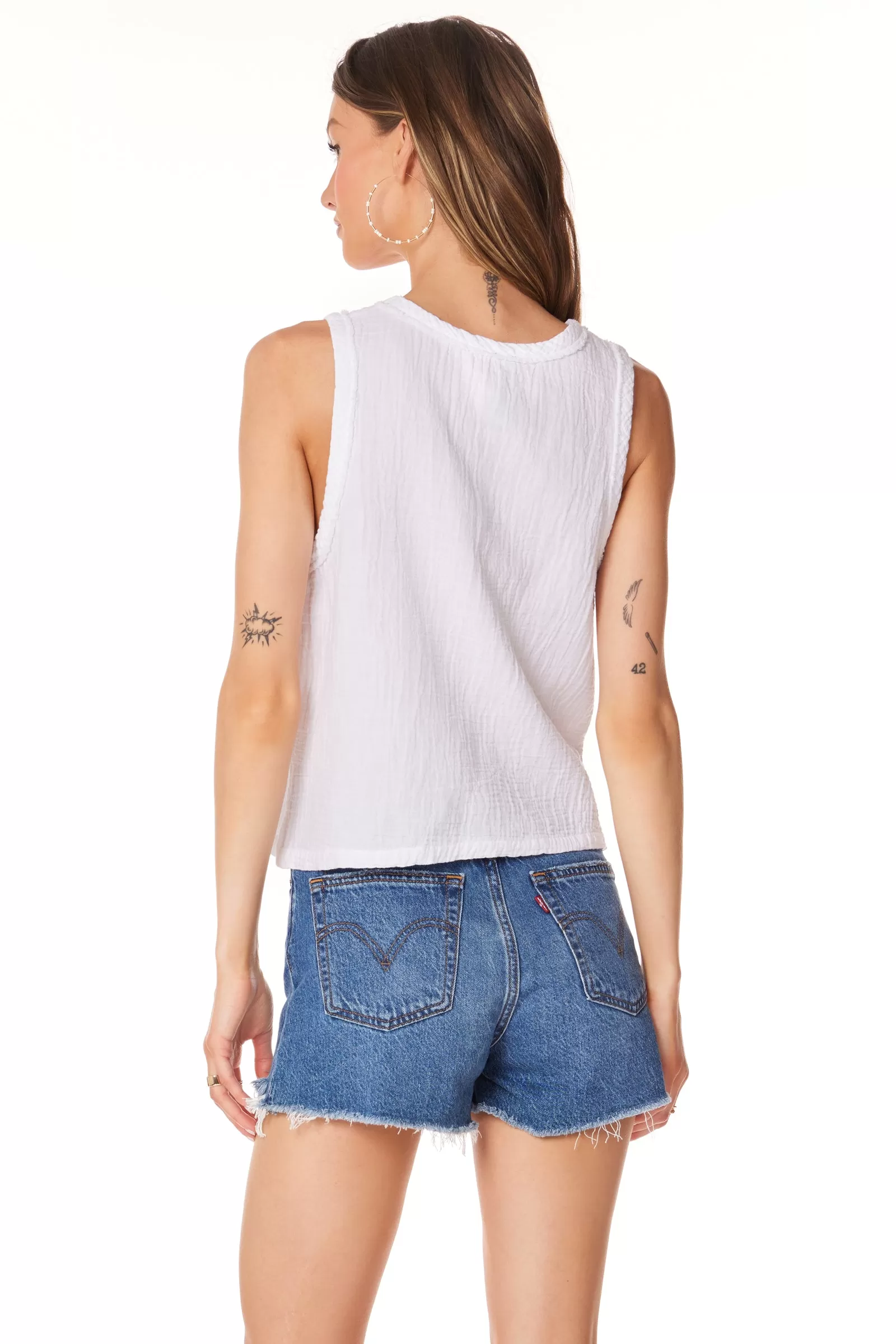 V-NECK RAW EDGE TANK