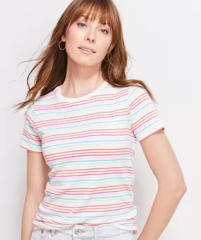 Vineyard Vines Women's Striped Short-Sleeve Crewneck Simple Tee - Coral Stripe Multi