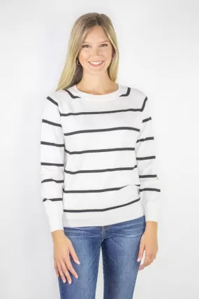 White and Black Stripe Sweater